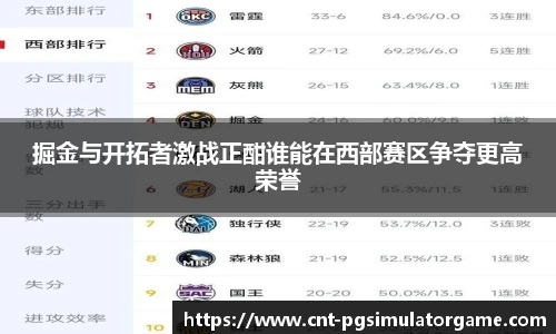 掘金与开拓者激战正酣谁能在西部赛区争夺更高荣誉